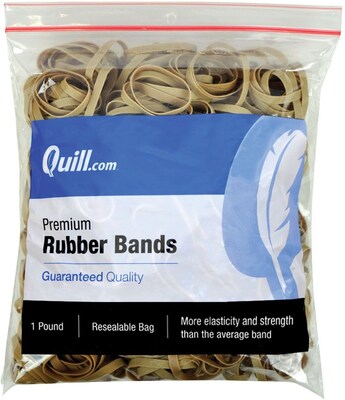 Quill Brand® Premium Rubber Band, #62,  2-1/2L x 1/4W, 1lb. Resealable Bag (790062)