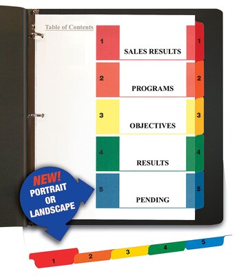 Quill Brand® 5-Tab Index System, Colored, 1-5