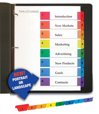 Quill® 8-Tab Index System, Colored, 1-8 Bulk