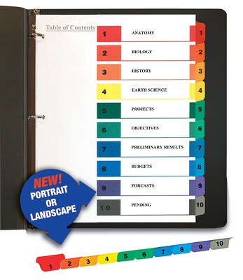 Quill® 10-Tab Index System, Colored, 1-10 Bulk