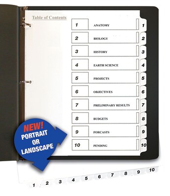 Quill Brand® 10-Tab Index System, White, 1-10