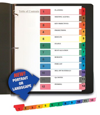 Quill® 12-Tab System, Colored, 1-12