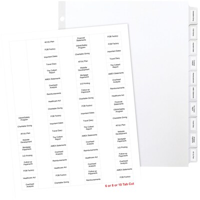 Quill Brand® Custom Label Index Systems; 5 Sets Of 10-Tabs