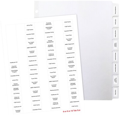 Quill® Custom Label Index Systems; 25 Sets Of 8-Tabs