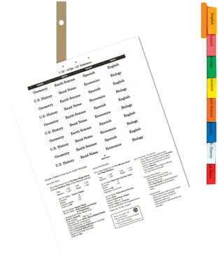 Quill Brand® Big Tab Indexes- Dividers for Laser and Inkjet Printers; 8-Tab, White, Assorted Tabs