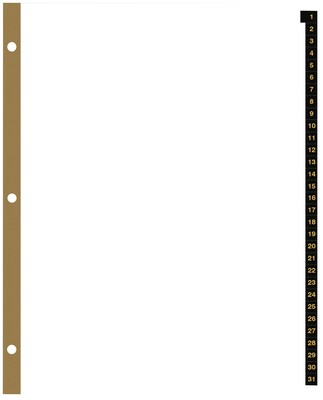 Quill® 1-31 Index; Leather-Like Tabs; White Stock