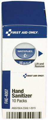 First Aid Only Antiseptic Hand Sanitizer Packets, 10/Box (FAE-4007)