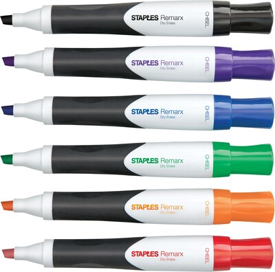 Remarx™ Gripped Dry-Erase Markers, Chisel Tip, Assorted, 6/Pack (19151)