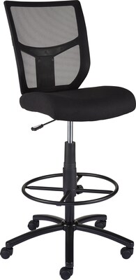 Quill Brand® Cabal Mesh Back Fabric Drafting Stool With Backrest And Footrest, Black (50236-CC)