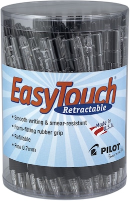 Pilot EasyTouch Retractable Ballpoint Pens, Fine Point, Black Ink, 36/Pack (54058)