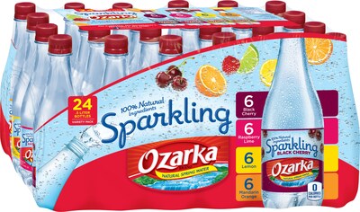 Ozarka Brand Sparkling Natural Spring Water, Variety Pack 16.9 Ounce Plastic Bottles, 24/Pack (12163889)