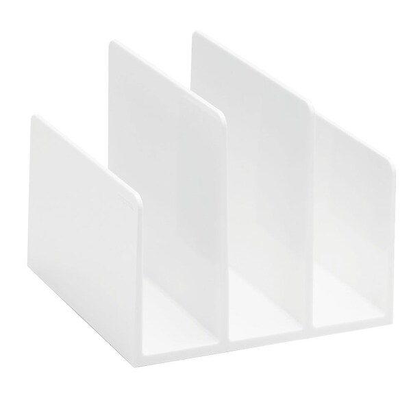 Poppin Fin 3 Compartment Plastic File Organizer, White (102742)