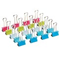 Poppin, Small Colored Binder Clips, Assorted, Set of 20, (102777)