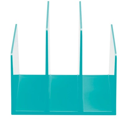 Poppin Fin 3 Compartment Plastic File Organizer, Aqua (102747)