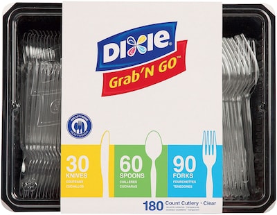 Dixie GrabN Go Plastic Assorted Cutlery Keeper, Heavy-Weight, Clear, 180/Pack (CH0369DX7)