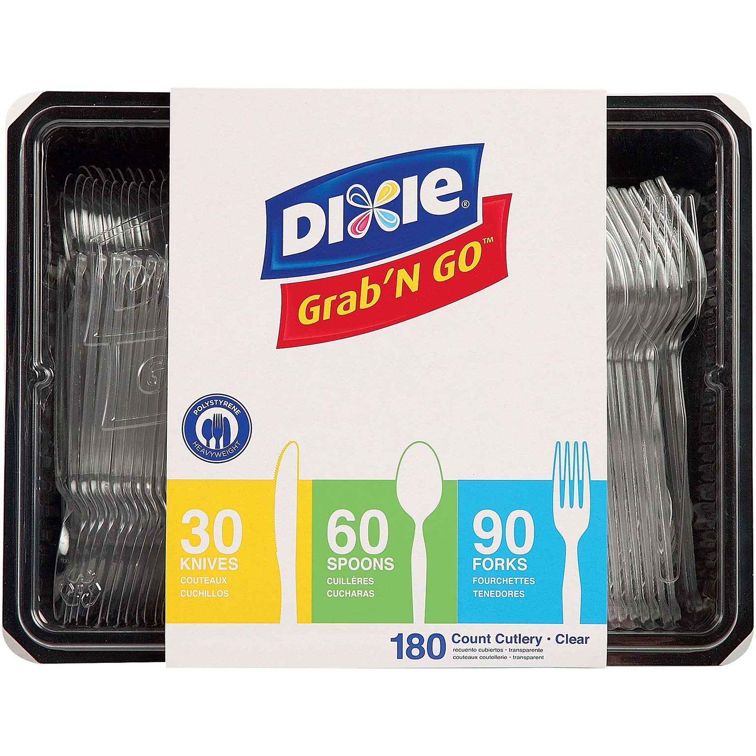 Dixie GrabN Go Plastic Assorted Cutlery Keeper, Heavy-Weight, Clear, 180/Pack (CH0369DX7)