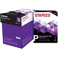 Staples Premium Multipurpose Paper, 8.5 x 11, 24 lbs., Bright White, 500 Sheets/Ream, 5 Reams/Cart
