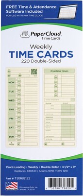 PaperCloud Weekly, Double Sided, 3 1/2 x 9, 220 pk, (TB968122)