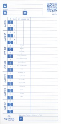PaperCloud Weekly, Single Sided, 4 x 9, 110 pk, (TB776111)