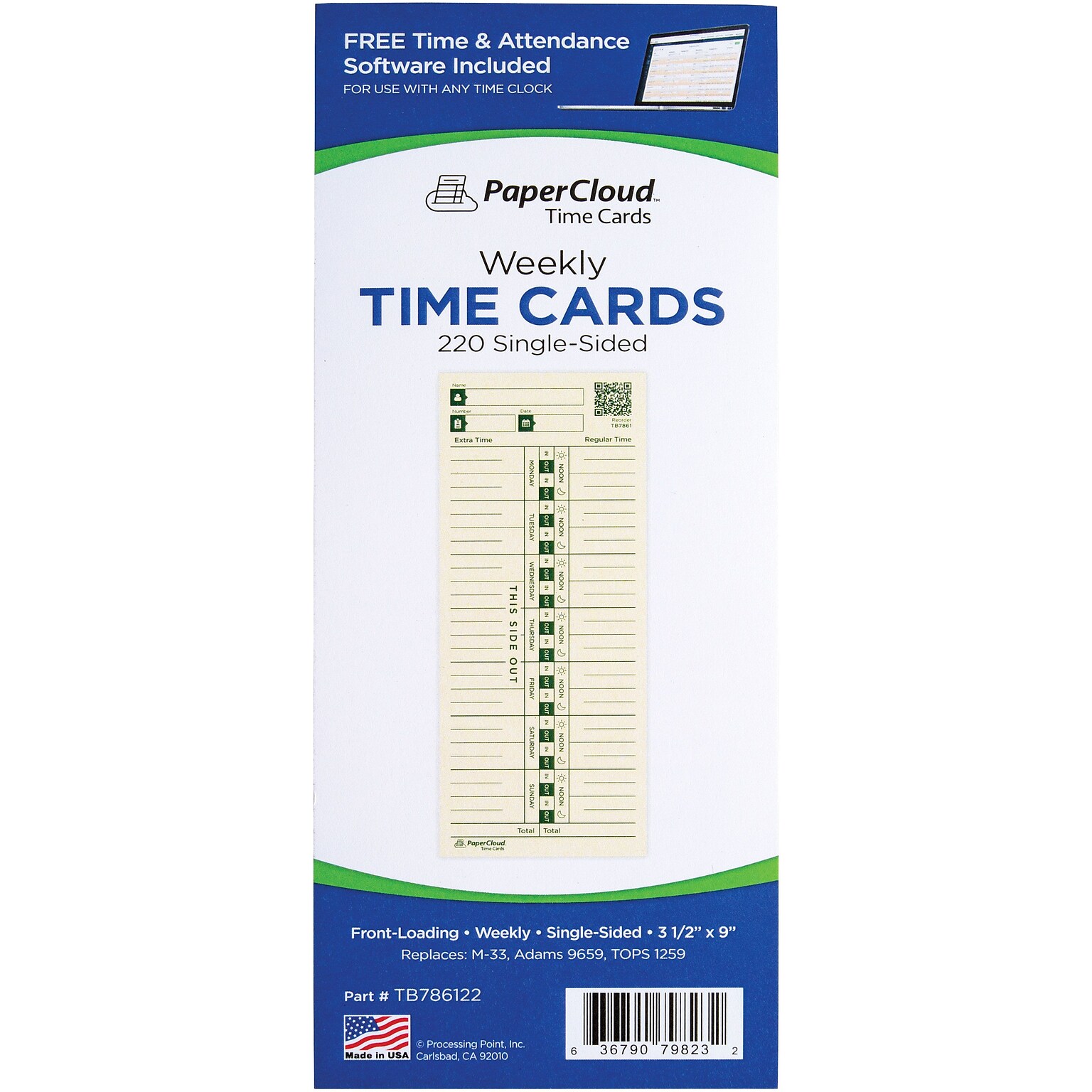 PaperCloud Weekly, Single Sided, 3 3/8 x 9, 220 pk, (TB786122)