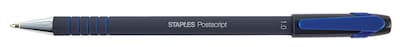 Staples® Postscript® Ballpoint Stick Pens, Medium Point, 1.0 mm, Blue, 12/Pack (18281)