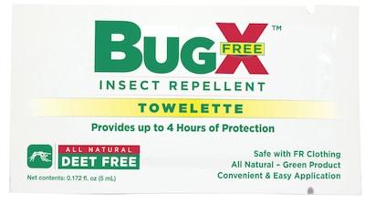 BUGX Deet-Free Insect Repellent Wipes, 300/Box