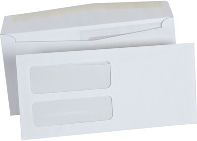 Quill Brand Gummed Double Window Envelope, 4 3/16 x 9, White, 1000/Box (710499)