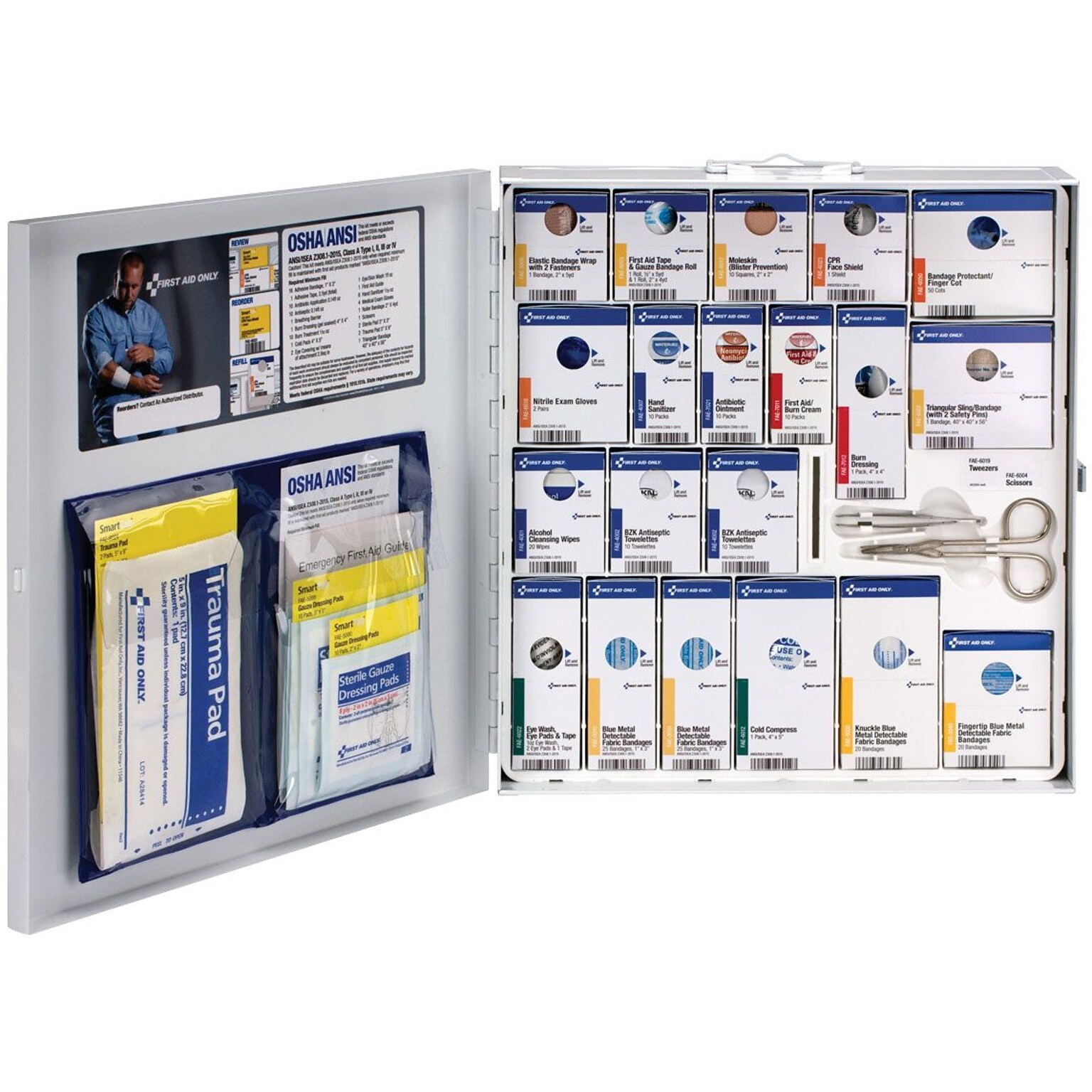 SmartCompliance Food Service Metal First Aid Cabinet without Medication, ANSI Class A, 50 People, 261 Pieces (746006-021)