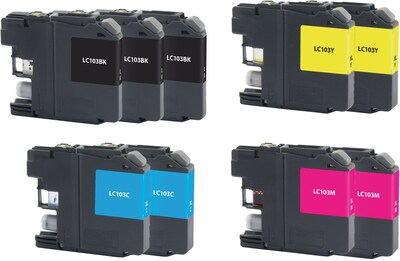 Quill Brand® Remanufactured Black/Cyan/Magenta/Yellow High Yield Ink Cartridge Replacement for Brother LC103XL (LC1039PKS), 9/Pk
