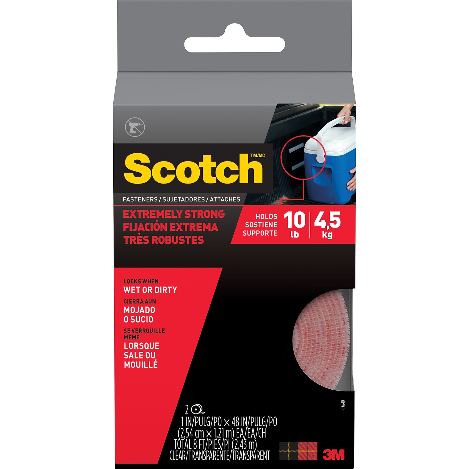 Scotch® Extreme Fasteners, Clear, 1 x 4