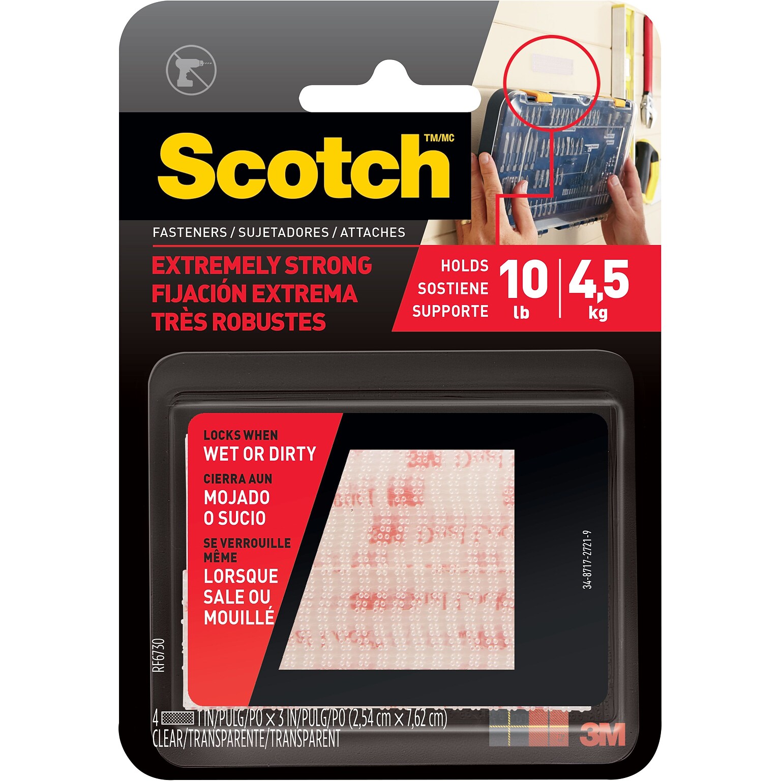 Scotch® Extreme Fasteners, Clear, 2 Sets