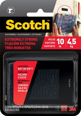 Scotch® Extreme Fasteners, Black, 4/Pk (RF6731)