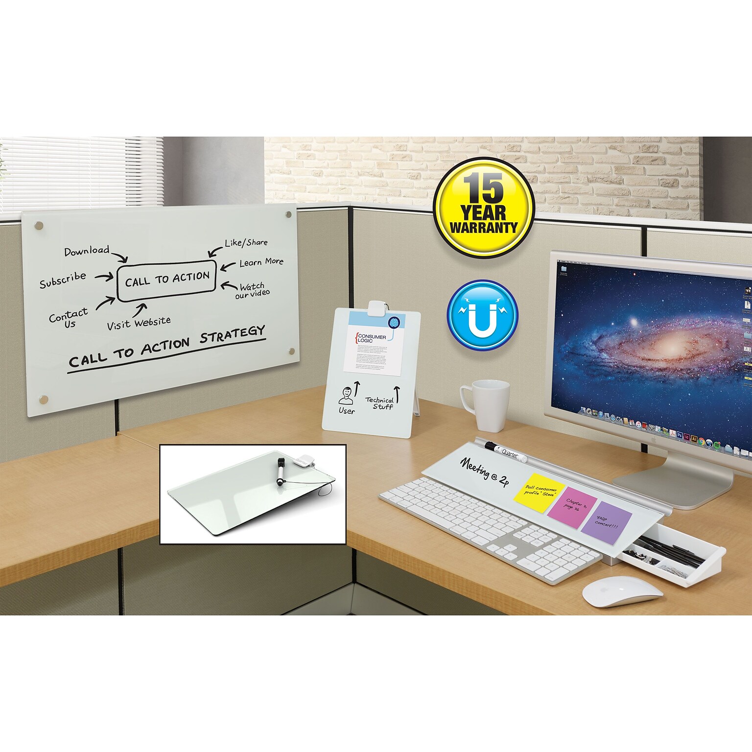 FREE Quartet® Premium Glass Board Dry-Erase Markers When You Buy A Glass DE Desk/Cubicle Board