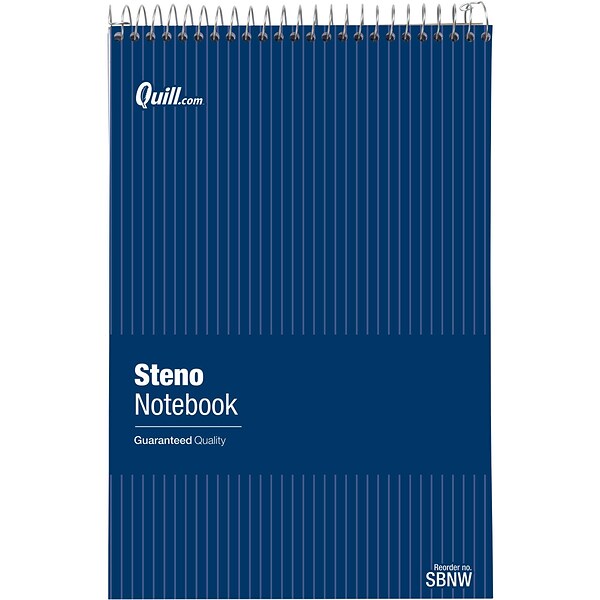Quill Brand® Steno Pads,  6 x 9,  Gregg Ruled, White, 80 Sheets/Pad, 12 Pads/Pack (SBNW)