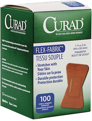 Curad® Flex-Fabric™ Adhesive Fingertip Bandages; Natural, 2Lx1-1/2W