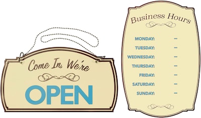 Cosco Boutique Open and Business Hours Signs, 2 Pack (098380KIT)