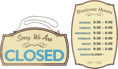 Cosco Boutique Open and Business Hours Signs, 2 Pack (098380KIT)