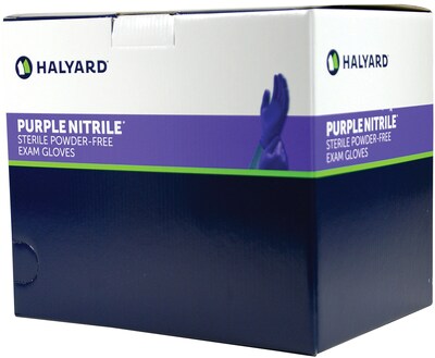 Halyard Sterile Powder Free Purple Nitrile Gloves, Medium, 50/Box (KCSP026092)