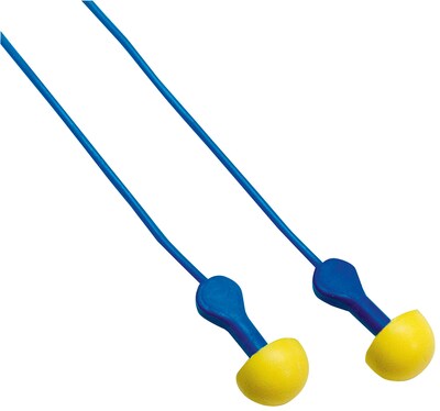 3M Occupational Health & Env Safety Corded Pod Plug, NRR 26 dB, Yellow/Blue, 100/Box (3111127)
