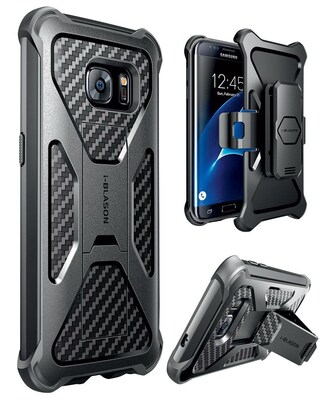 i-Blason Prime Series Kickstand Case with Belt Clip Holster for Samsung Galaxy S7 Edge - Black