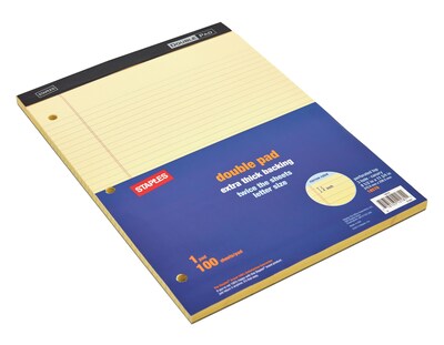 Staples® Notepad, 8.5" x 11.75", Narrow, Canary, 100 Sheets/Pad (13771/18578)