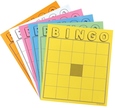 Blank Bingo Cards, Assorted Colors