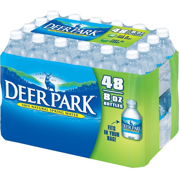 DEER PARK Brand 100% Natural Spring Water, 8-ounce mini Plastic Bottles  (Total of 48)