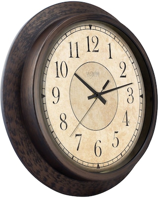 La Crosse Clock 14 Inch Round Brown Plastic Analog Wall Clock (404-2635)