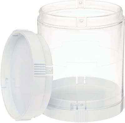 Deflecto Single Stacking Tower Canister, White/Clear, Each (201101CR)