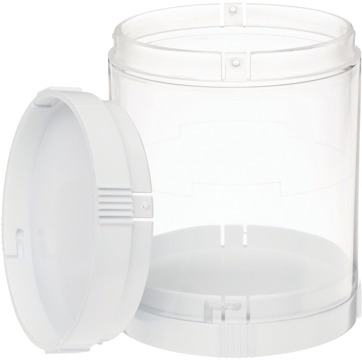 Deflecto Single Stacking Tower Canister, White/Clear, Each (201101CR)