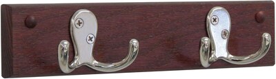 Wooden Mallet® 2 Double Prong Hook Rail Coat Rack; Nickel, Mahogany
