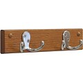 Wooden Mallet® 2 Double Prong Hook Rail Coat Rack; Nickel, Medium Oak