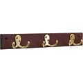 Wooden Mallet® 3 Double Prong Hook Rail Coat Rack; Brass, Mahogany