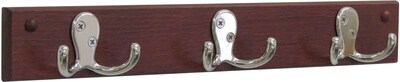 Wooden Mallet® 3 Double Prong Hook Rail Coat Rack; Nickel, Mahogany